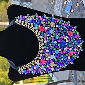 Colorful Beaded Collar Statement Necklace